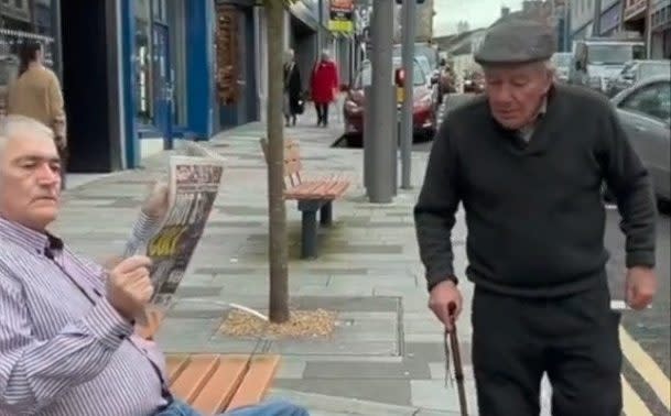 Lonely man is ignored in street