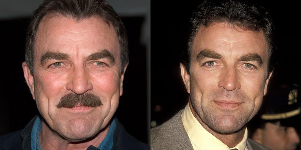 <p><strong>Signature: </strong>A thick chevron mustache </p><p> <strong>Without Signature: </strong>At a 1990 film premiere sporting a very bare upper lip.</p>