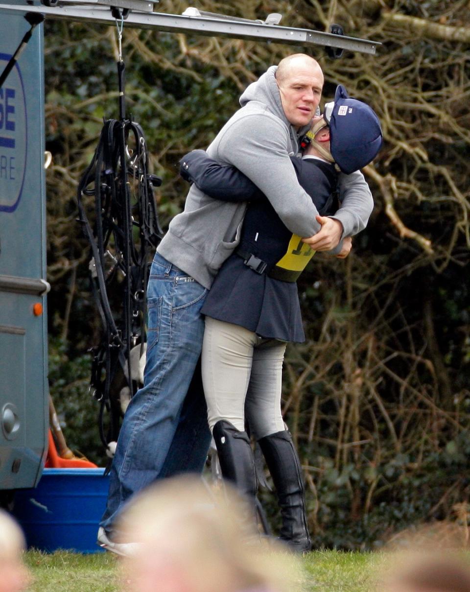 Mike and Zara Tindall hugging