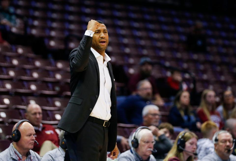 Missouri State Bears Head Coach Dana Ford as the Bears take on the Westminster College Blue Jays at Great Southern Bank Arena on Thursday, Nov. 2, 2023.