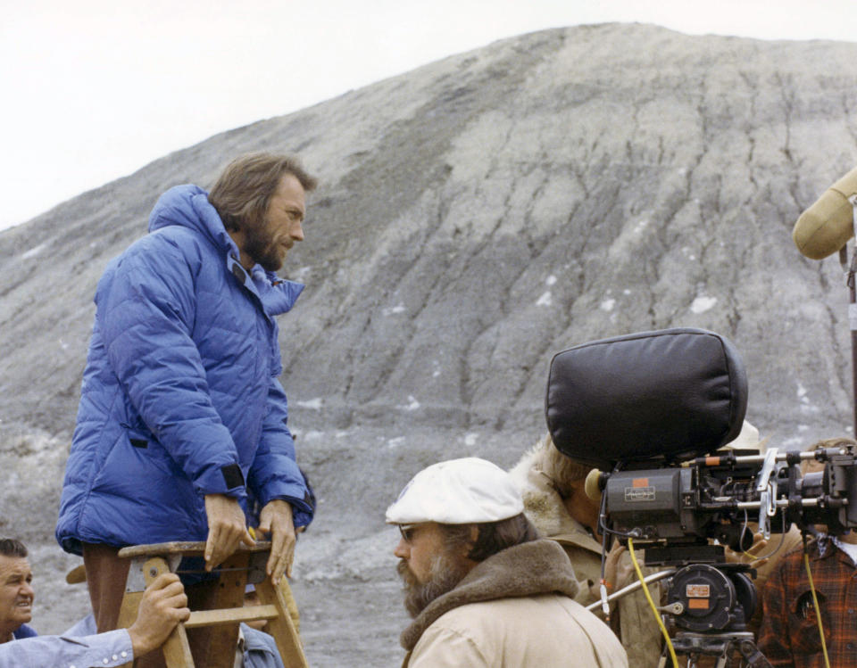 American actor and director Clint Eastwood on the set of his movie The Outlaw Josey Wales. (Photo by Sunset Boulevard/Corbis via Getty Images)