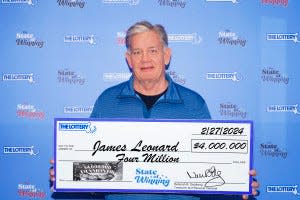 James Leonard of Sandwich won $4 million on a $10 scratch ticket from the Mass Lottery. He plans to buy a new house and fund his retirement.