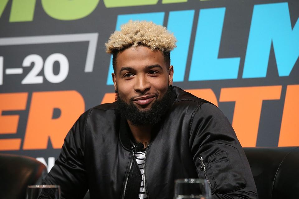 Odell Beckham Jr. smiling at press conference