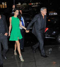 <p>A Kelly green frock and matching strappy sandals for a night out in New York. <i>(Photo by Josiah Kamau/BuzzFoto via Getty Images)</i></p>