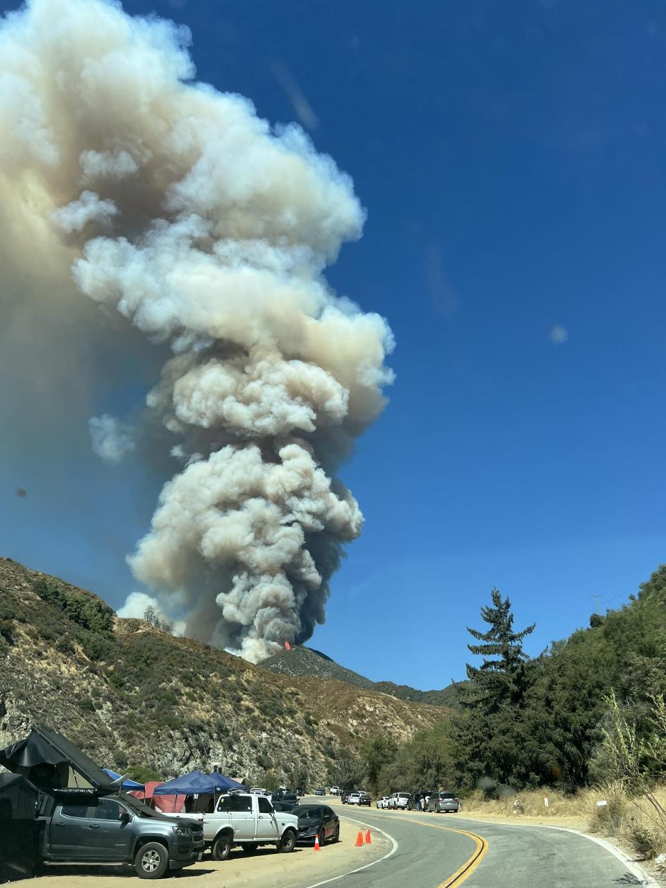 The Fork Fire ignited in the East Fork area of the Angeles National Forest on Friday, July 19, 2024.
