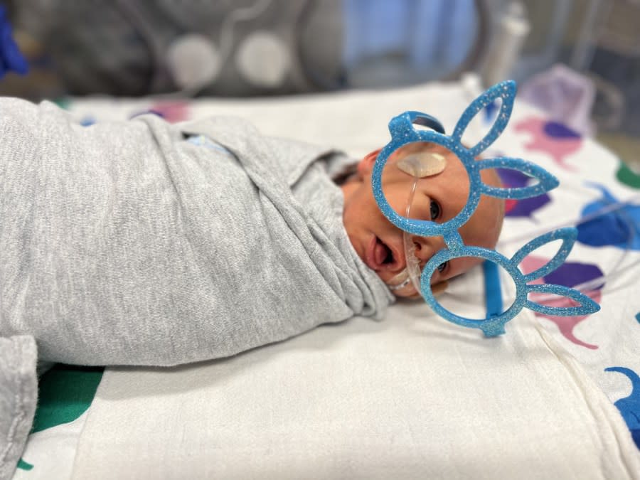 NICU babies dressed up for Easter