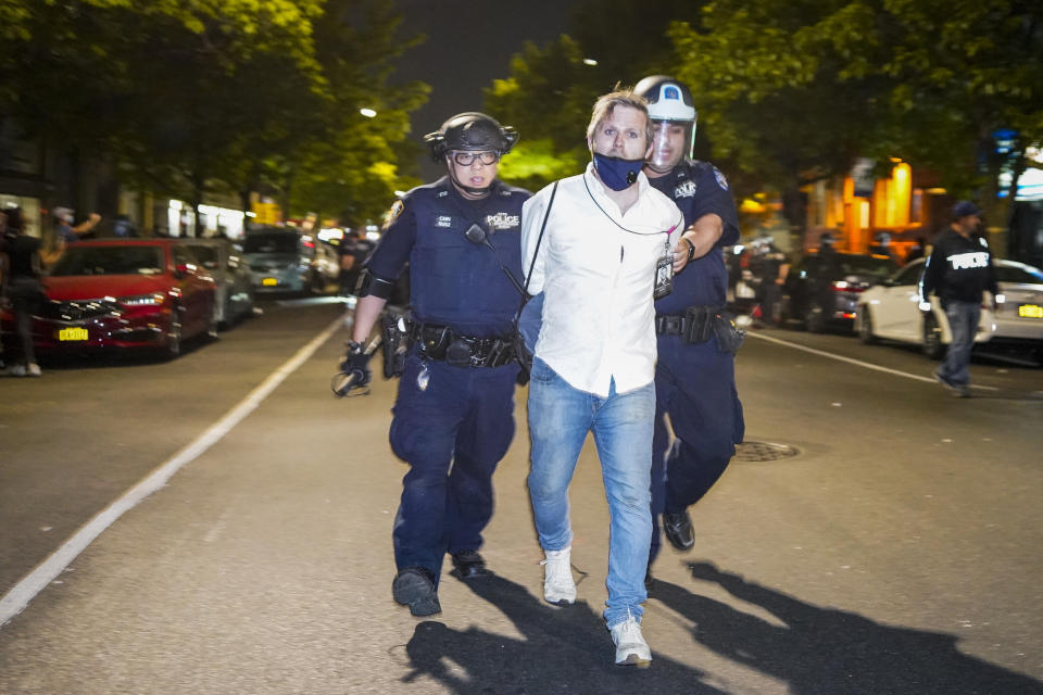 HuffPost senior reporter Chris Mathias was taken into custody while covering an anti-racism protest in New York on Saturday. (Photo: Corey Sipkin/UPI/Newscom)