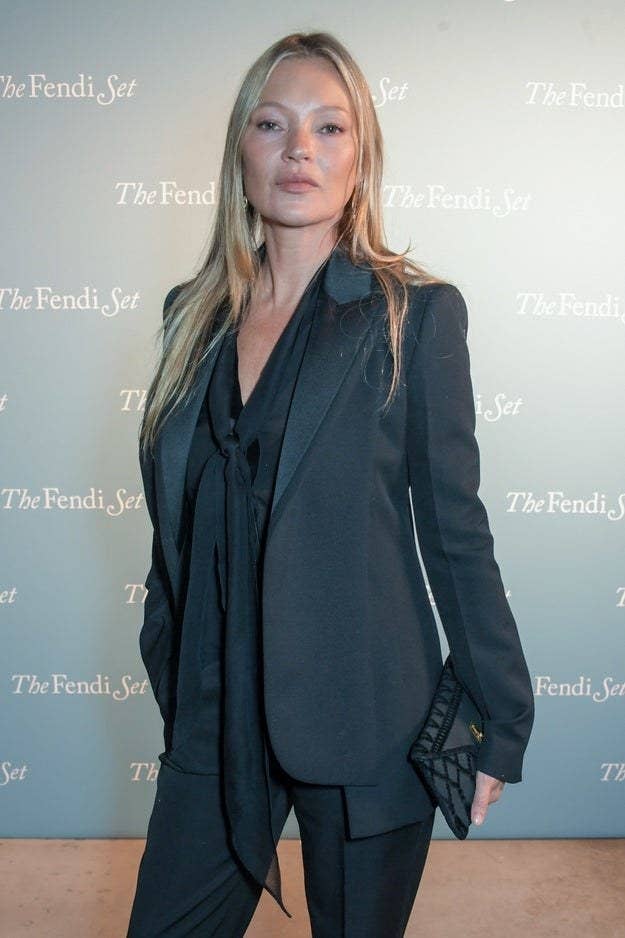 Kate Moss poses at "The Fendi Set" book launch in February 2022