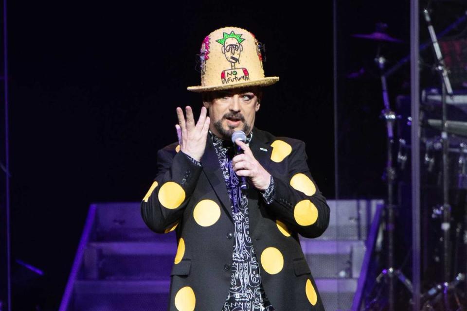 Culture Club lead singer Boy George performs at PNC Music Pavilion on Wednesday night.