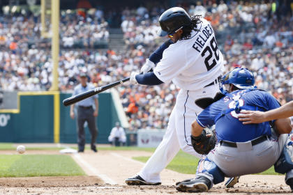 Cecil Fielder watches his home run out of Tiger Stadium 