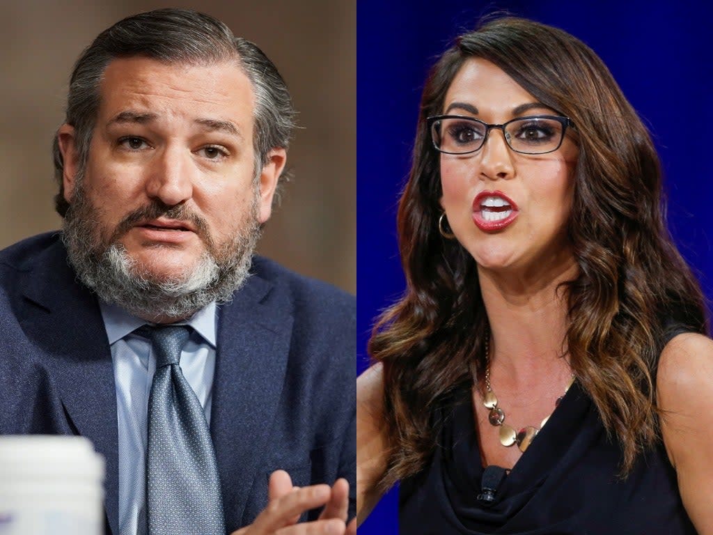 <p>Republican Senator Ted Cruz and Representative Lauren Boebert have both staunchly defended gun ownership</p> (EPA/ Reuters)