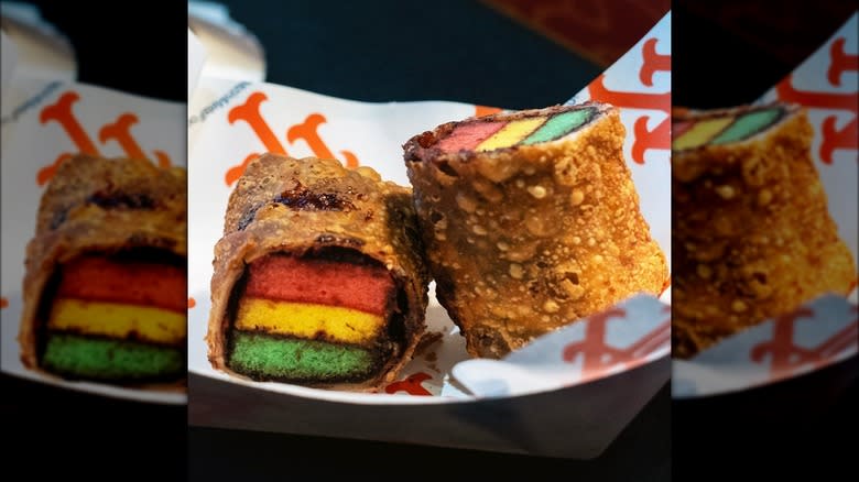 Rainbow cookie egg roll