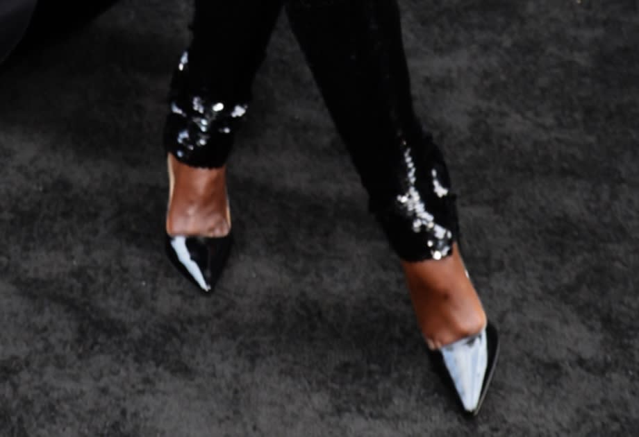 A closer look at the pointed pumps worn by Lupita Nyong'o for the "A Quiet Place: Day One" New York Premiere.