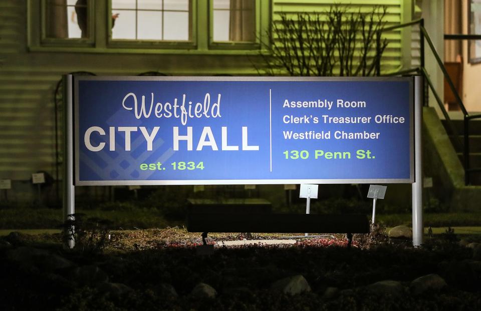 Westfield City Hall is seen on Monday night, Jan. 13, 2020.