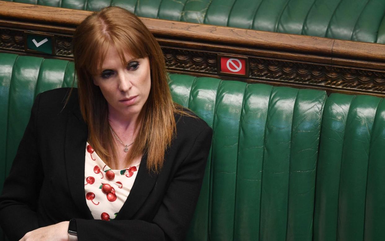 A handout photograph released by the UK Parliament shows Britain's main opposition Labour Party deputy leader Angela Rayner listening during Prime Minister's Questions (PMQs) in the House of Commons in London on May 13, 2020. - Britain's economy shrank in the first quarter at the fastest pace since the 2008 financial crisis as the country went into lockdown over the coronavirus, official data showed Wednesday, leaving it on the brink of recession with a far worse contraction to come. (Photo by JESSICA TAYLOR / various sources / AFP) / RESTRICTED TO EDITORIAL USE - NO USE FOR ENTERTAINMENT, SATIRICAL, ADVERTISING PURPOSES - MANDATORY CREDIT " AFP PHOTO / Jessica Taylor /UK Parliament" (Photo by JESSICA TAYLOR/AFP via Getty Images) - JESSICA TAYLOR/AFP, Getty