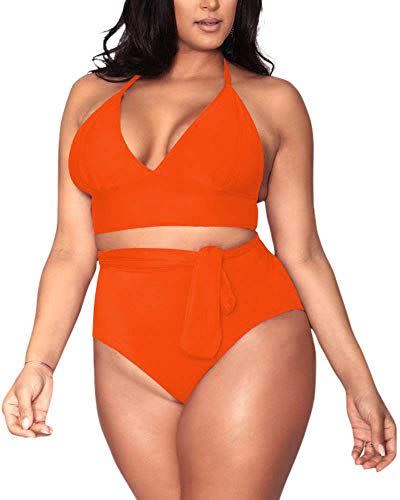 13) Plus-Size High-Waisted Tummy Control Two-Piece Swimsuit