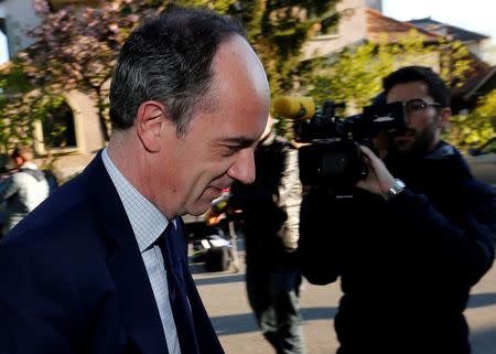 Thomas Clay, Counsel for UEFA President Michel Platini, arrives for a hearing at the Court of Arbitration for Sport (CAS) in an appeal against FIFA's ethics committee's ban, in Lausanne, Switzerland April 29, 2016. REUTERS/Denis Balibouse