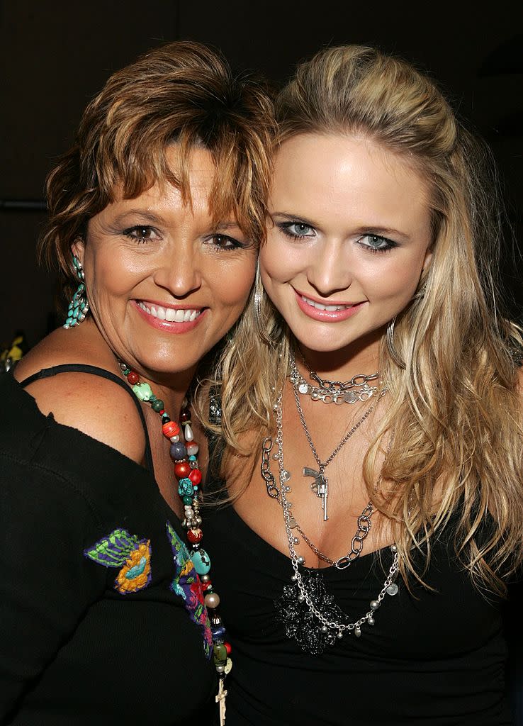 <p>Miranda Lambert (R) poses with her mother Beverly Lambert backstage during the Academy Of Country Music New Artists’ Show held at the MGM Grand Ballroom, MGM Grand Convention Center on May 22, 2006 in Las Vegas, Nevada. </p>