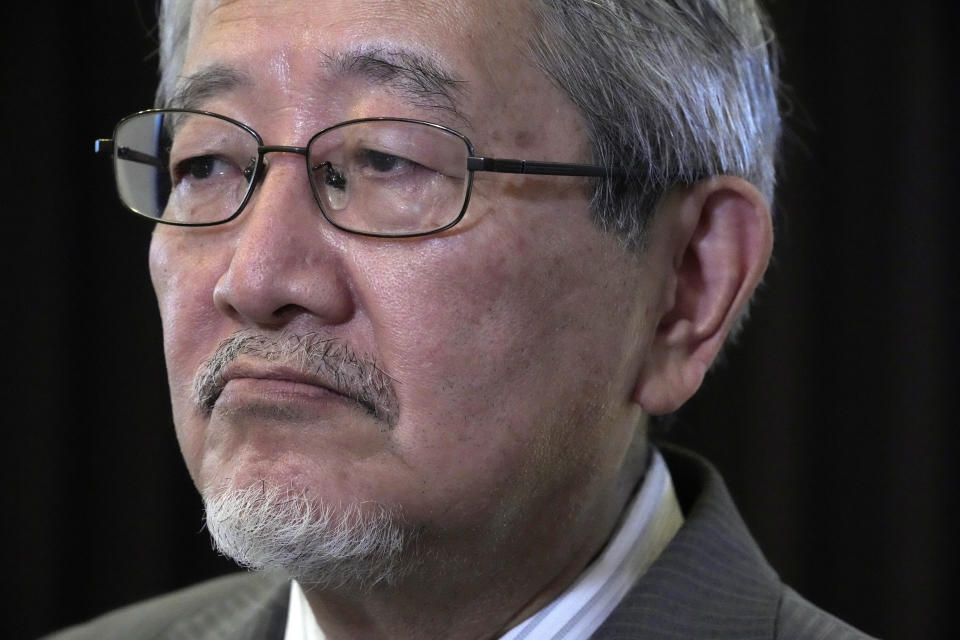 FILE - In this Aug. 18, 2021, file photo, Yoichi Kitamura, the defense lawyer for former Nissan executive Greg Kelly, speaks during an interview with The Associated Press, in Tokyo. The defense for former Nissan executive Greg Kelly said Wednesday, Oct. 27, in closing arguments that no evidence or motive linked their defendant with the under-reporting of his ex-boss Carlos Ghosn’s compensation at the center of the Japanese trial. (AP Photo/Eugene Hoshiko, File)