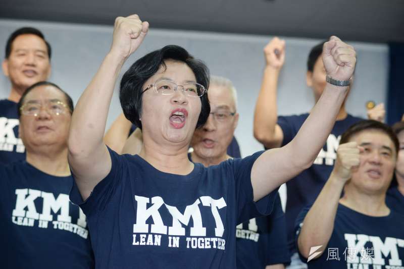 20180714-國民黨22縣市長候選人第一次合體造勢記者會，彰化縣長參選人王惠美。（甘岱民攝）