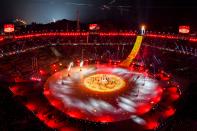 <p>General view during the closing ceremony of the Pyeongchang 2018 Winter Olympic Games at the Pyeongchang Stadium on February 25, 2018. / AFP PHOTO / François-Xavier MARIT </p>