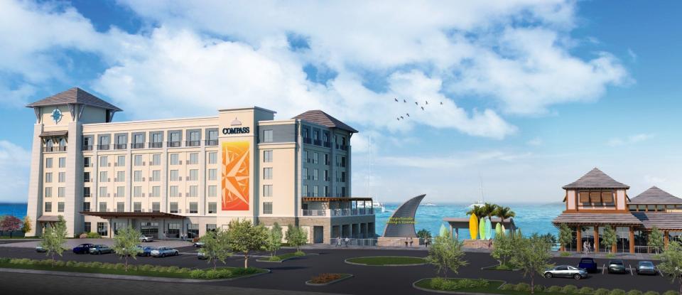 This artist's rendering depicts Margaritaville Landing and Riverwalk as seen from U.S. 1.