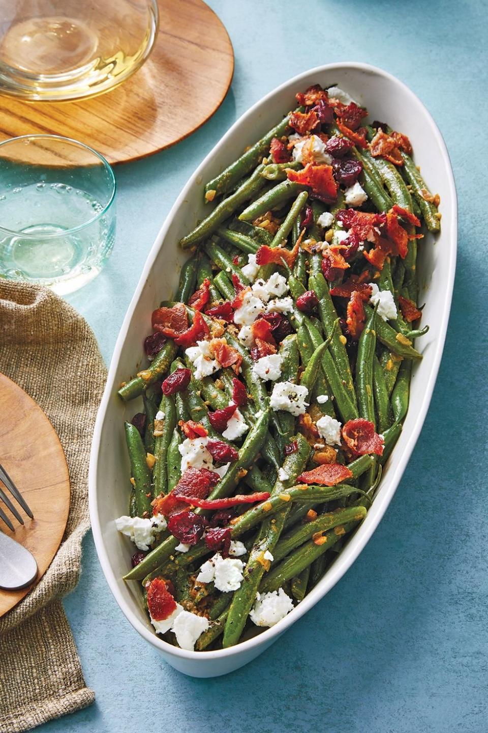 Martina McBride’s Green Beans with Goat Cheese and Warm Bacon Dressing