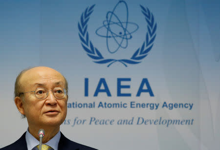 International Atomic Energy Agency (IAEA) Director General Yukiya Amano addresses a news conference during a board of governors meeting at the IAEA headquarters in Vienna, Austria March 4, 2019. REUTERS/Leonhard Foeger