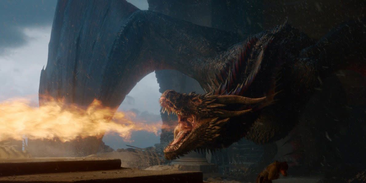 Drogon burns the Iron Throne (Credit: HBO)