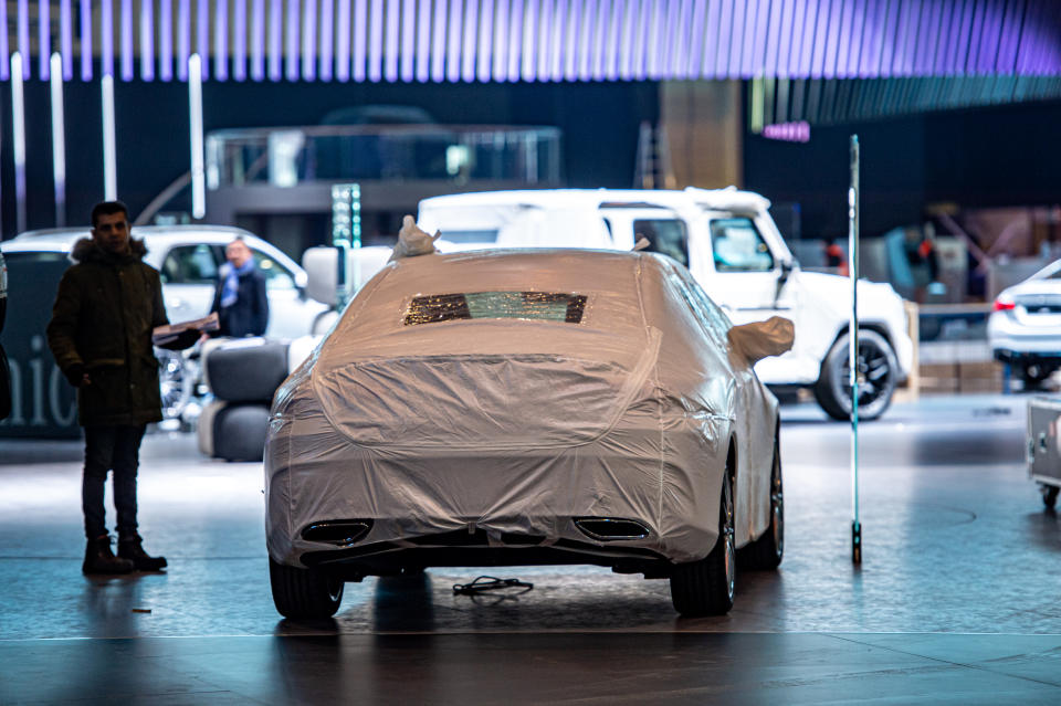 GENEVA, SWITZERLAND - FEBRUARY 28: Exhibitors have to dismantle their displays after cancellation of the Geneva Auto Show on February 28, 2020 in Geneva, Switzerland. Swiss authorities announced today that all upcoming events with more than 1,000 attendees will be cancelled in an attempt to prevent further spread of the coronavirus. Hundreds of coronavirus cases have been confirmed in nearby northern Italy and smaller numbers of cases are being confirmed daily across western Europe. (Photo by Robert Hradil/Getty Images)