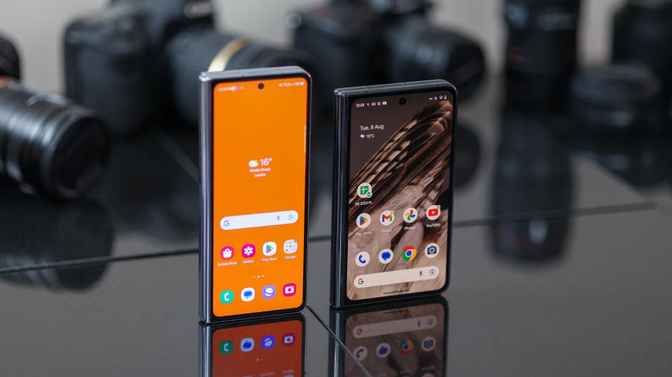 A photo of the Google Pixel Fold and Samsung Galaxy Z Fold 5