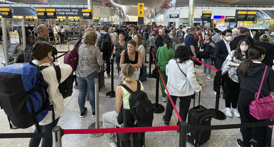 Passengers waiting at the airport.