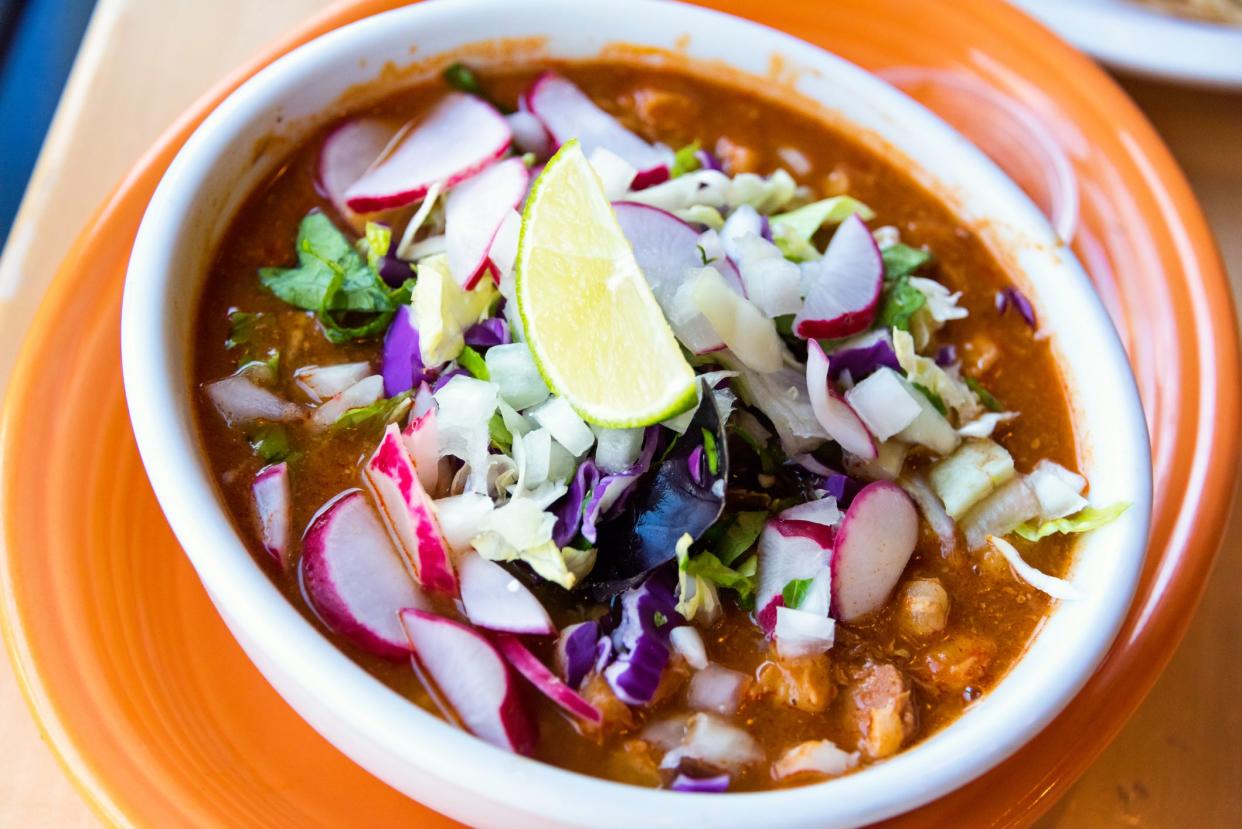 Bowl of Mexican pozole