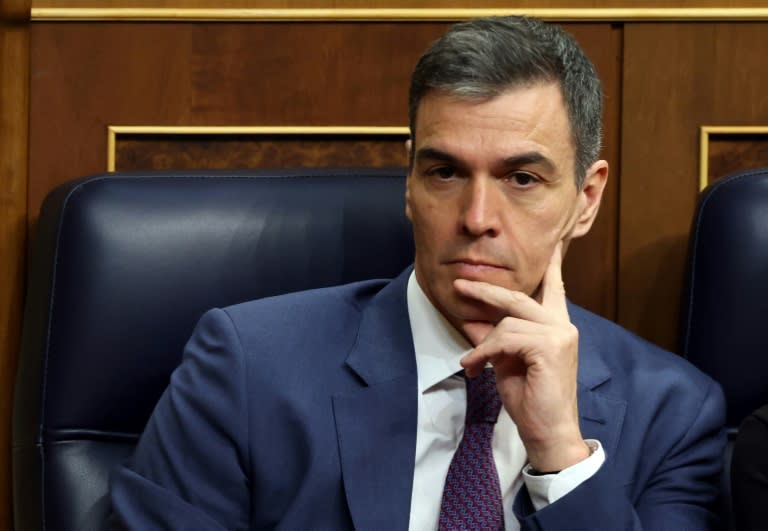 Angesichts von Korruptionsvorwürfen gegen seine Ehefrau denkt Spaniens Regierungschef Pedro Sánchez über einen Rücktritt nach. "Ich muss innehalten und nachdenken", schrieb der Ministerpräsident im Onlinedienst X. (Pierre-Philippe MARCOU)