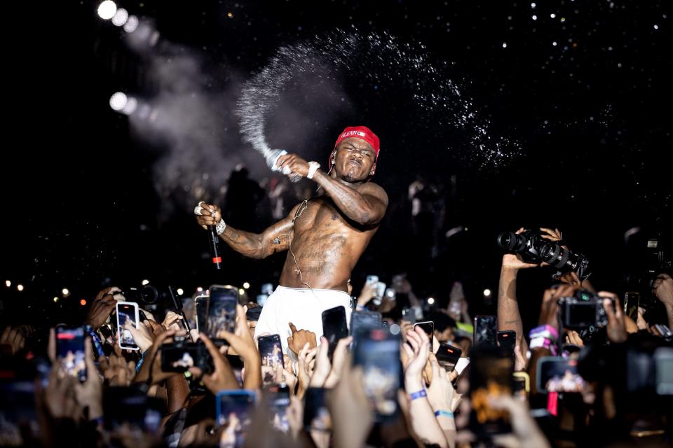 DaBaby performs on stage during Rolling Loud at Hard Rock Stadium on July 25. The rapper is under fire for comments he made during the show that were captured on video and shared via TMZ.