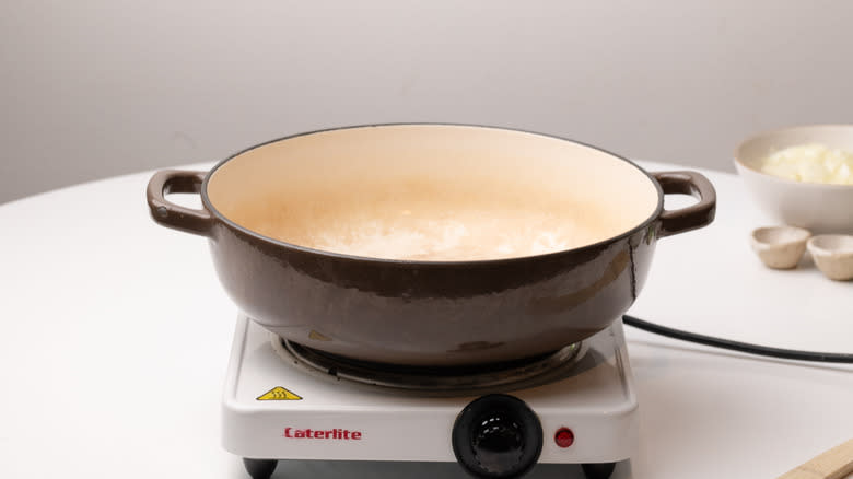 heating oil in a pan