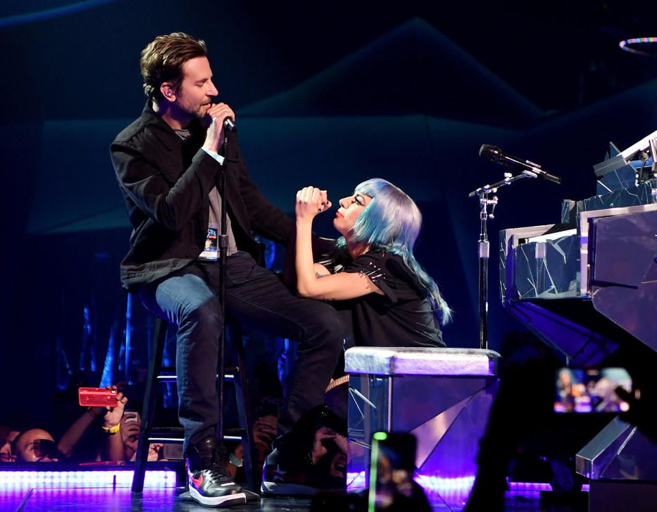 Lady Gaga performs "Shallow" with actor/director Bradley Cooper during her ENIGMA residency at Park Theater at Park MGM