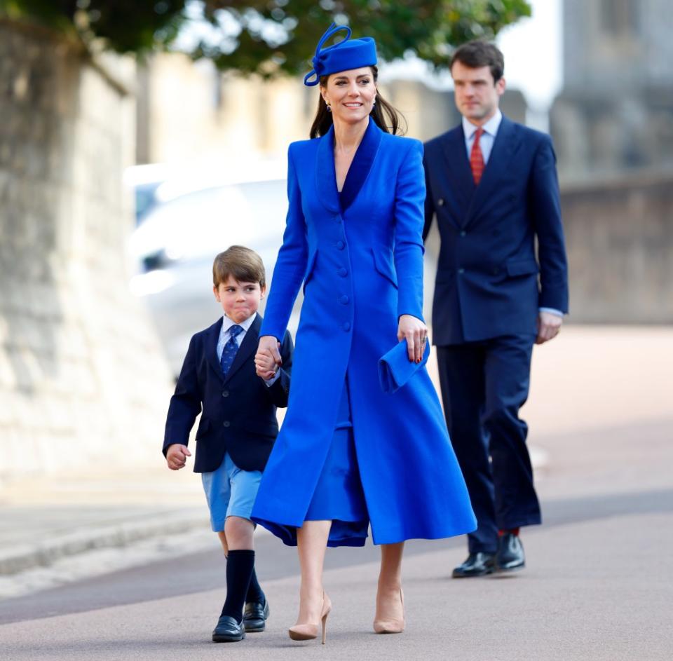 Middleton and her son Prince Louis walk to St. George’s Chapel for Easter service in April 2023. Getty Images
