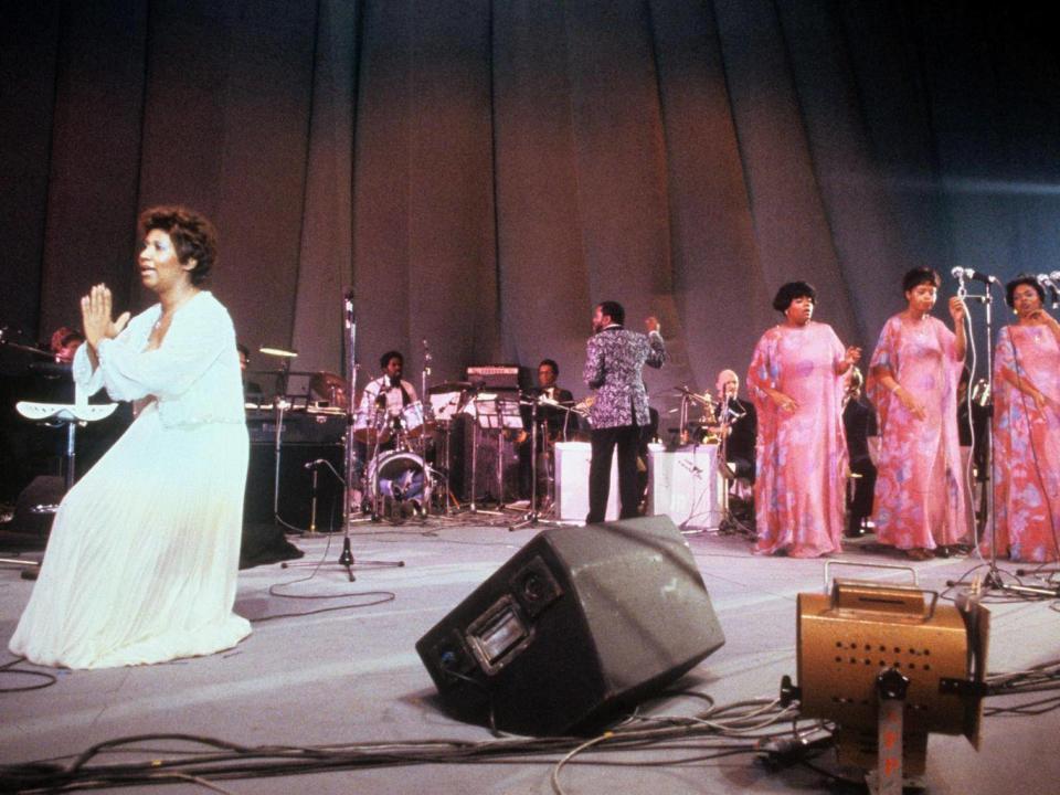 Aretha Franklin in concert in 1977 (Rex)