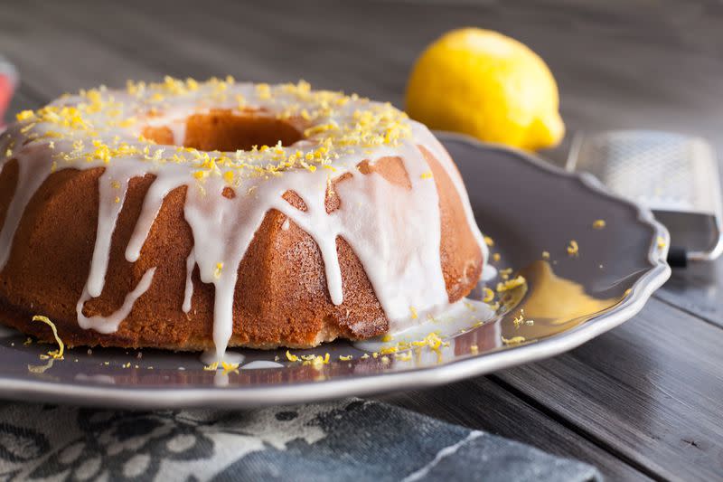 Homemade lemon cake with icing