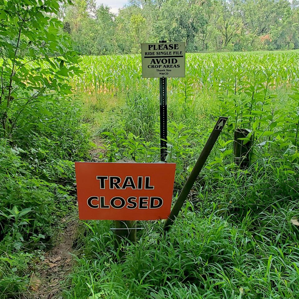 A bridle trail near Covert Road on Pleasant Hill Lake is closed due to storm damage.