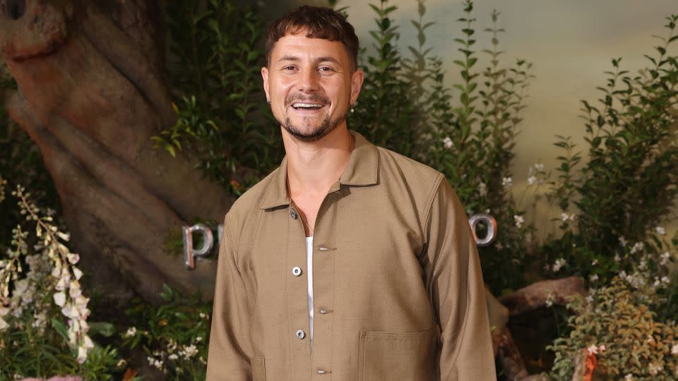 Actor Augustus Prew attends the premiere of "The Lord of the Rings: The Rings of Power" on August 30, 2022 in lavender Crocs. - Tim P. Whitby/Getty Images