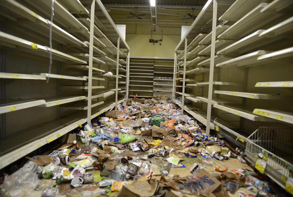 A view is seen inside a supermarket that was looted during a police strike in Salvador