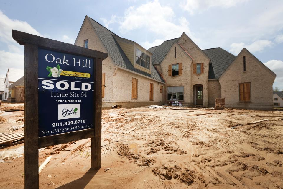 Construction of the Oak Hill subdivision in Collierville on Thursday, April 21, 2022. Building began of the five phases starting in 2018 where homes once selling in the $400,000 range have nearly doubled in value since, according to Magnolia Homes, the builder of the project. 