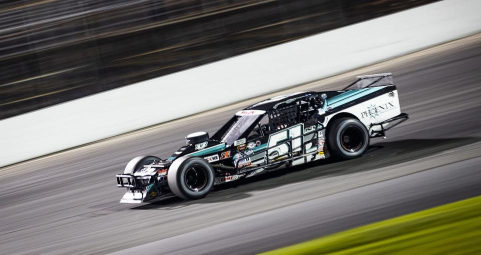 Justin Bonsignore, driver of the #51 Phoenix Communications Inc. Modified, during the Thompson 150 for the NASCAR Whelen Modified Tour at Thompson Speedway Motorsports Park on August 16, 2023 in Thompson, Connecticut. (Adam Glanzman/NASCAR)