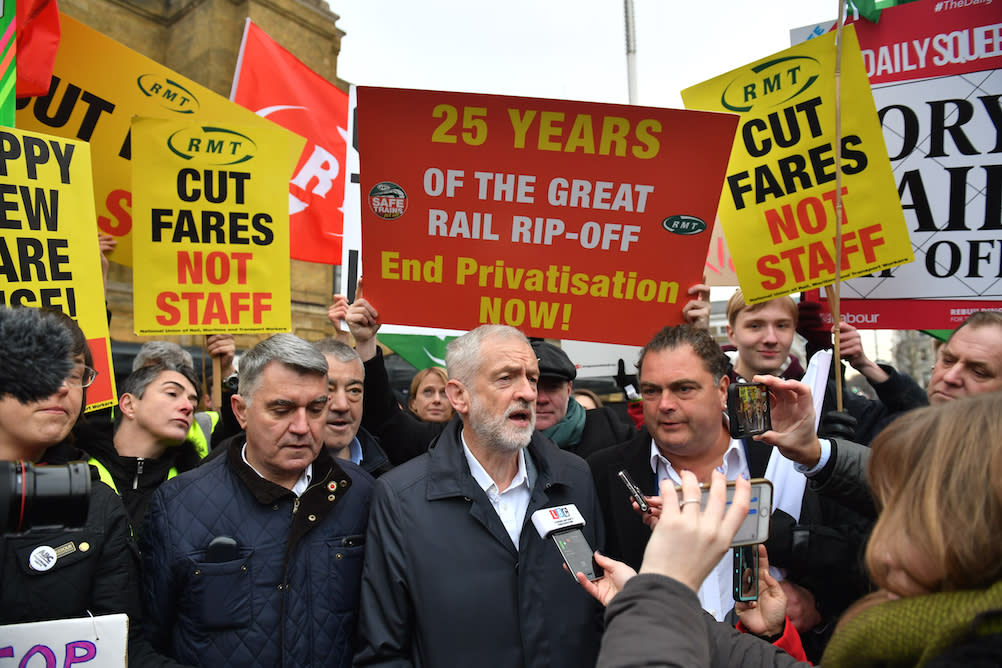 Labour leader Jeremy Corbyn outside King’s Cross St Pancras station in London on Wednesday (Picture: PA)