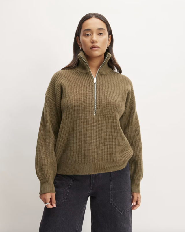 The ReNew Fleece Oversized Half-Zip Black – Everlane