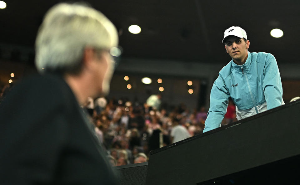 Stefano Vukov, pictured here during Elena Rybakina's semi-final clash with Victoria Azarenka at the Australian Open.