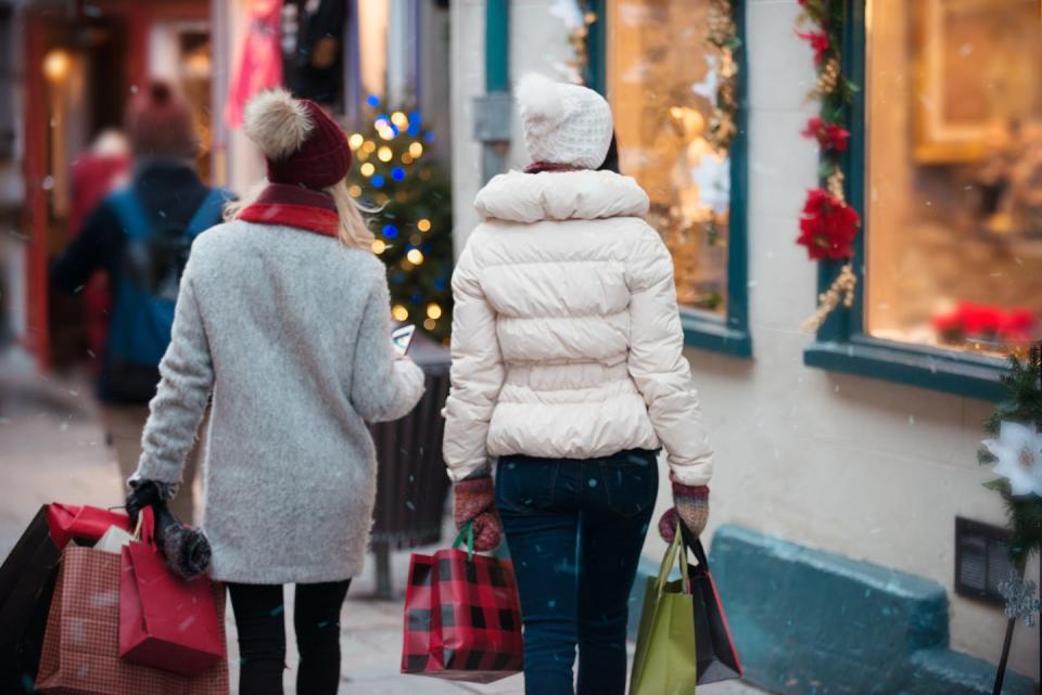 boxing day sale shopping with bags