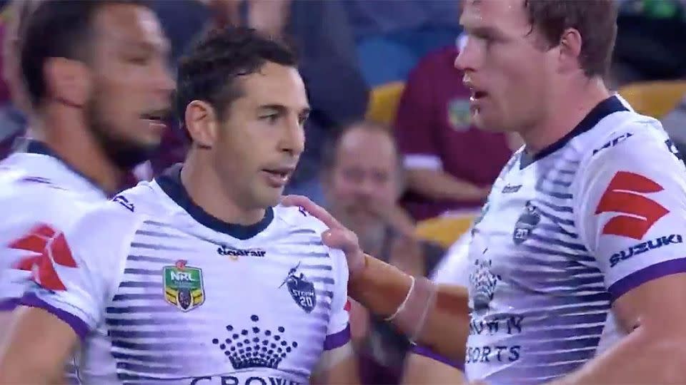 Billy Slater refused to celebrate. Pic: Channel Nine